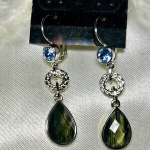 Lia Sophia Silver and Blue Crystal Earrings